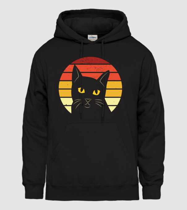 Cap pisică retro model negru pe tricou