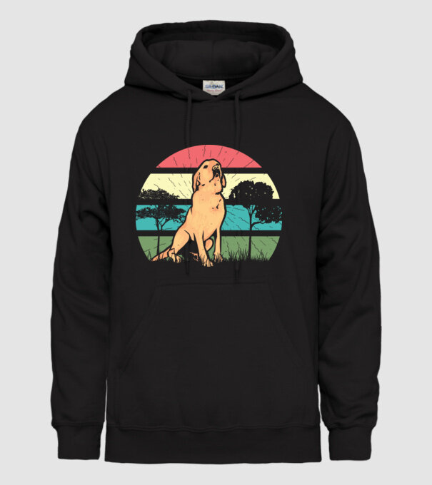 Golden Retriever retro model negru pe tricou