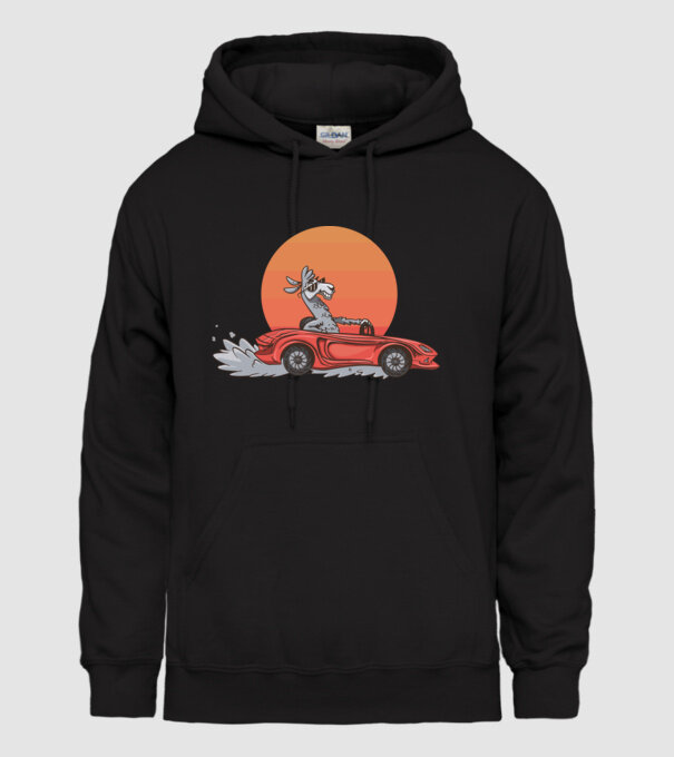 Mașină Retro Llama model negru pe tricou