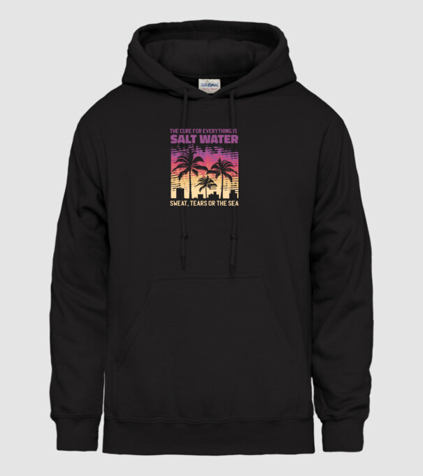 Retro Sunset - Apa sărată este leac pentru orice model negru pe tricou