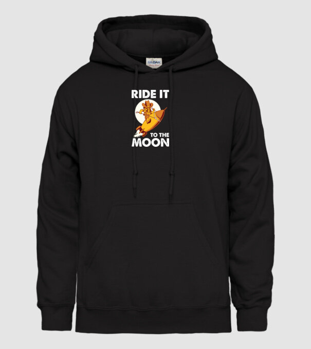 Ride it to the moon Bitcoin model negru pe tricou