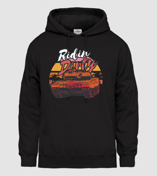 Ridin Dirty tricou cu tanc model negru pe tricou