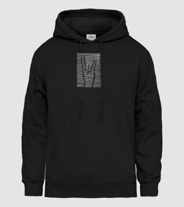 Mână Rocker model negru pe tricou