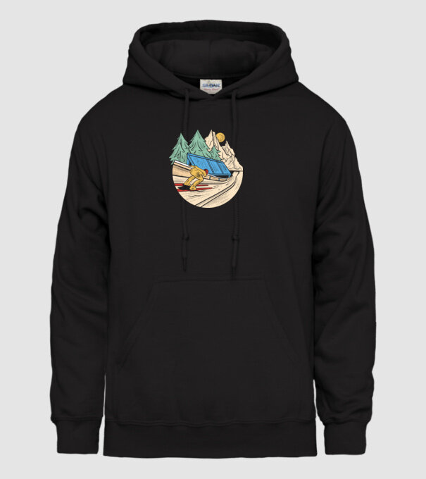 Săritor cu schiuri model negru pe tricou