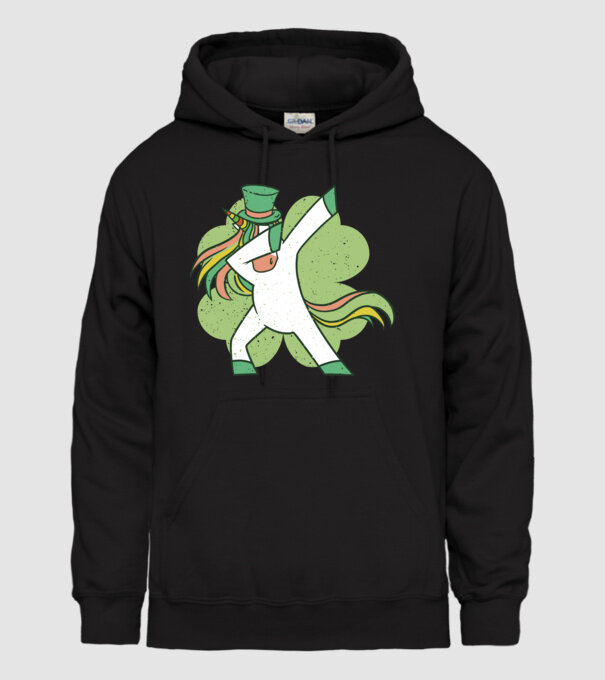 St Patrick Unicorn DAB model negru pe tricou