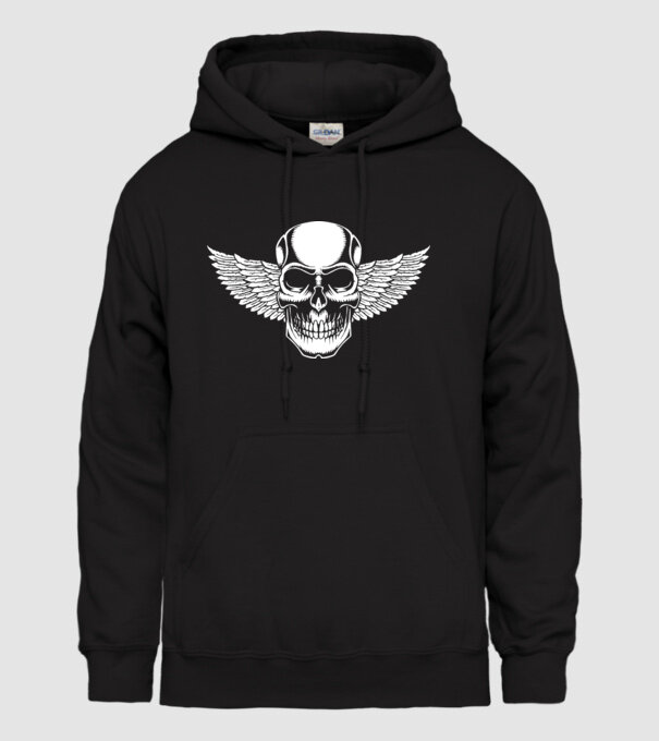 Craniu cu Aripi model negru pe tricou