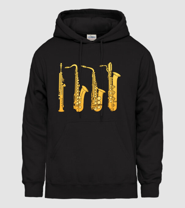 Saxofoane model negru pe tricou