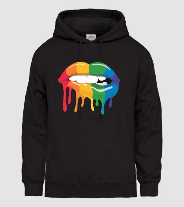 Gură curcubeu model negru pe tricou
