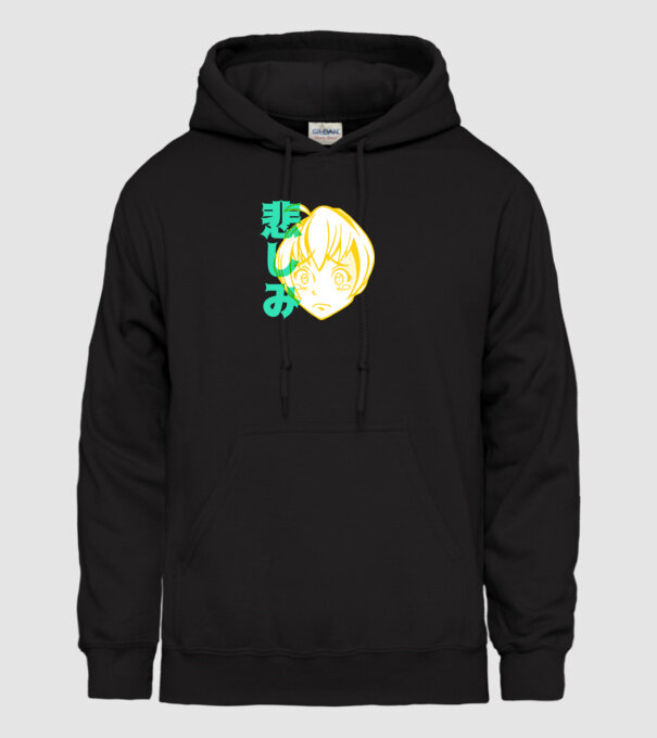fată tristă Anime model negru pe tricou
