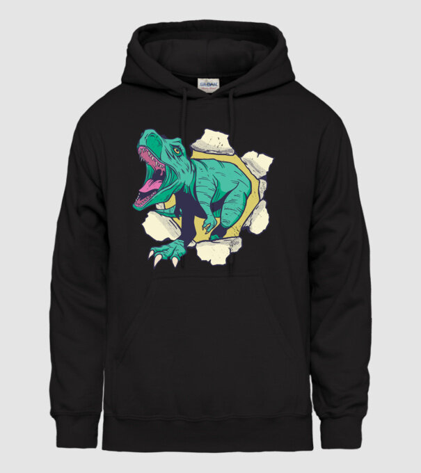 T-rex 3D model negru pe tricou