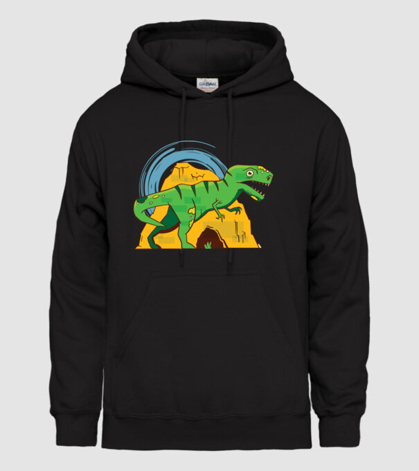 Dinozaur T-rex model negru pe tricou