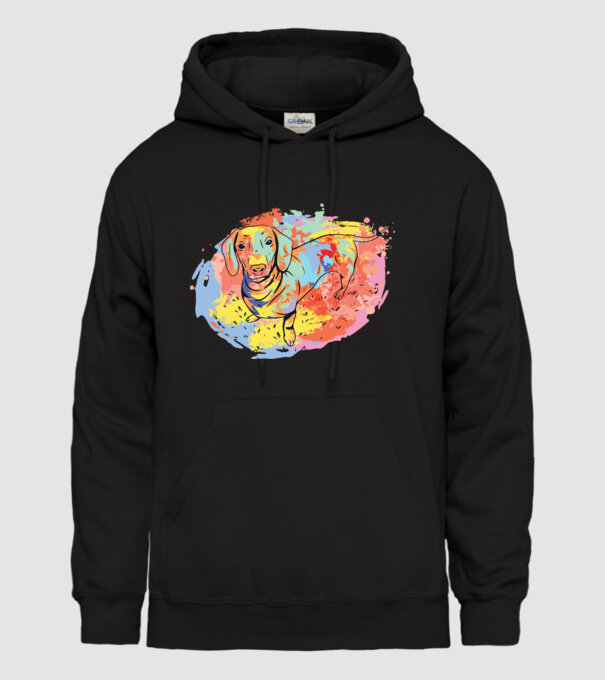 Teckel colorat model negru pe tricou