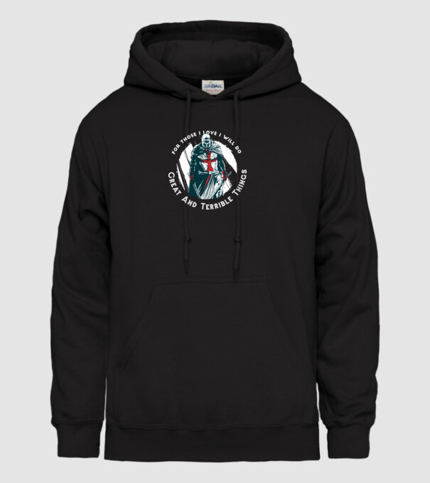 Cavaler Templier model negru pe tricou
