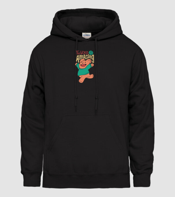 The world is amazing ursuleț Teddy model negru pe tricou