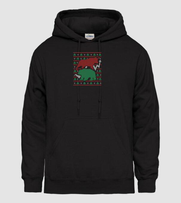 Pulover urât Bursa de valori model negru pe tricou