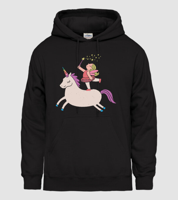 Zână Unicorn model negru pe tricou