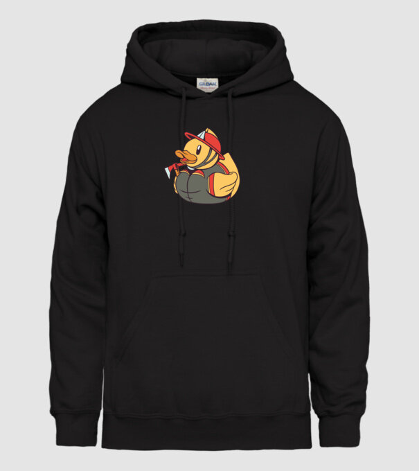 Rățușcă de cauciuc Pompier model negru pe tricou