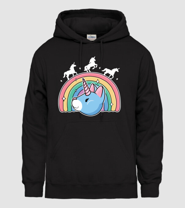 Pisică Unicorn model negru pe tricou