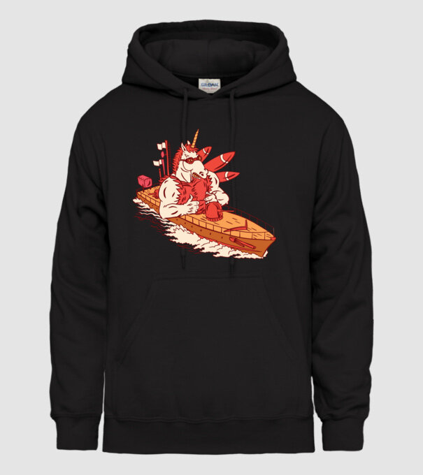 Unicorn Corabie de luptă model negru pe tricou
