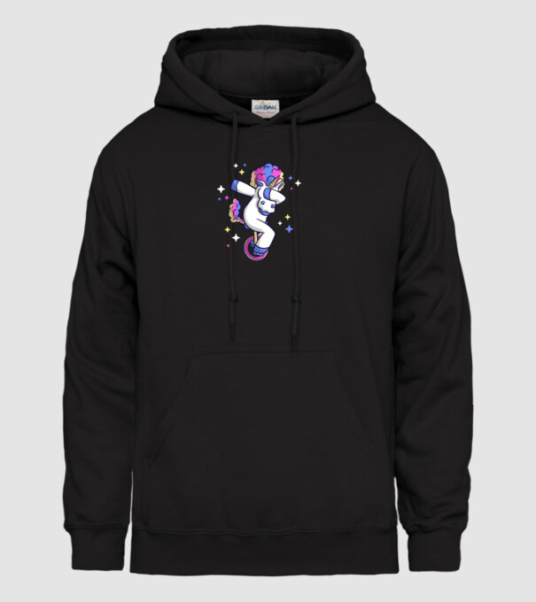Unicorn pe monociclu model negru pe tricou