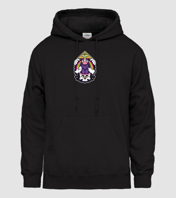 Unicorn Illuminati model negru pe tricou