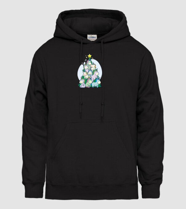 Unicorn pom de Crăciun model negru pe tricou
