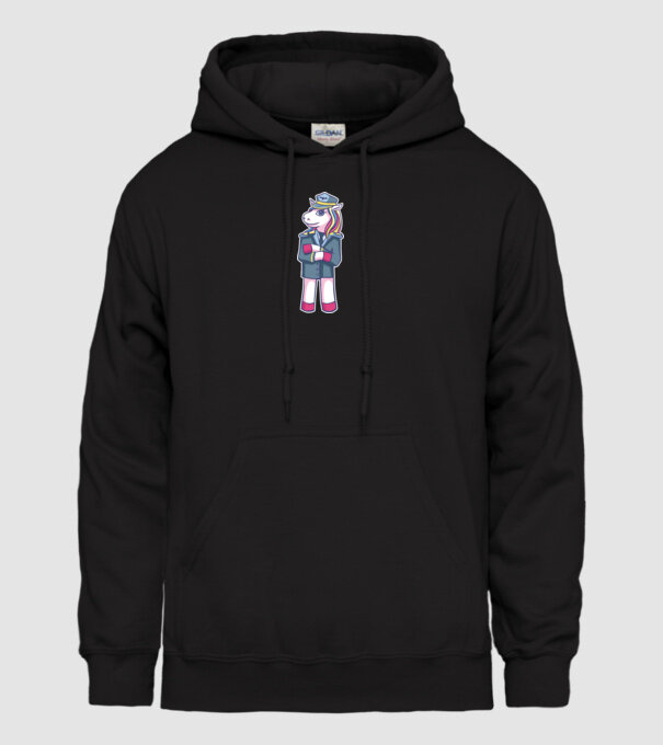 Unicorn Pilot model negru pe tricou
