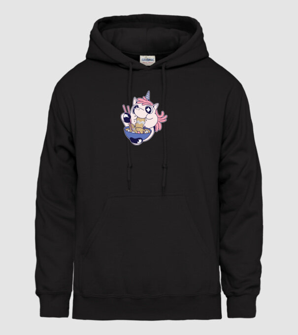 Unicorn Ramen model negru pe tricou