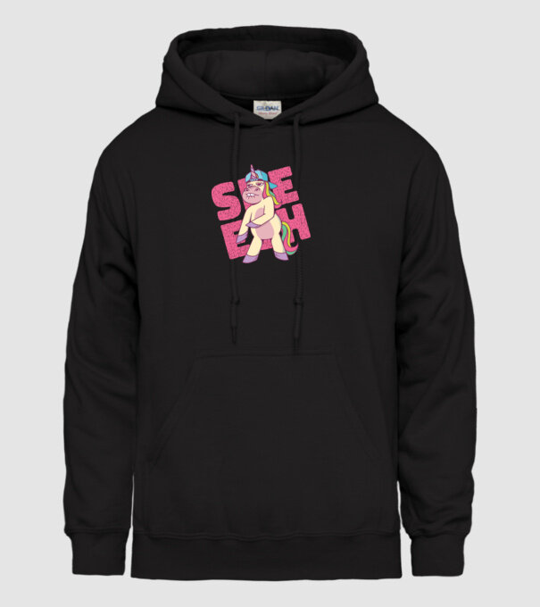 Unicorn Shesh model negru pe tricou