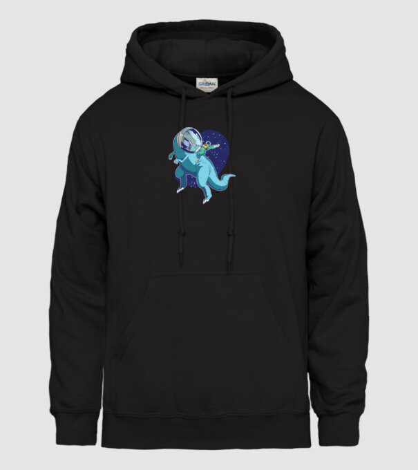 Astronaut Dinozaur T rex model negru pe tricou