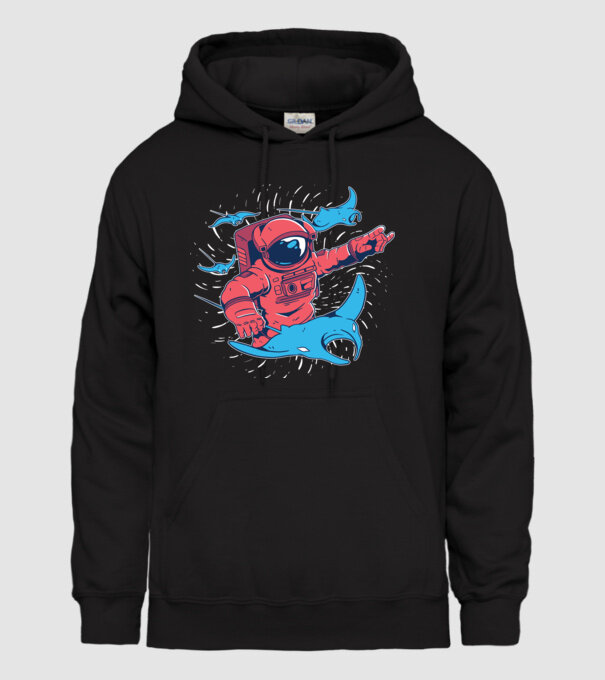 Diavol de mare gigant Astronaut model negru pe tricou
