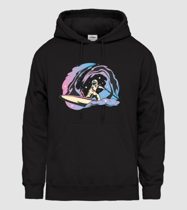 Surf Astronaut model negru pe tricou