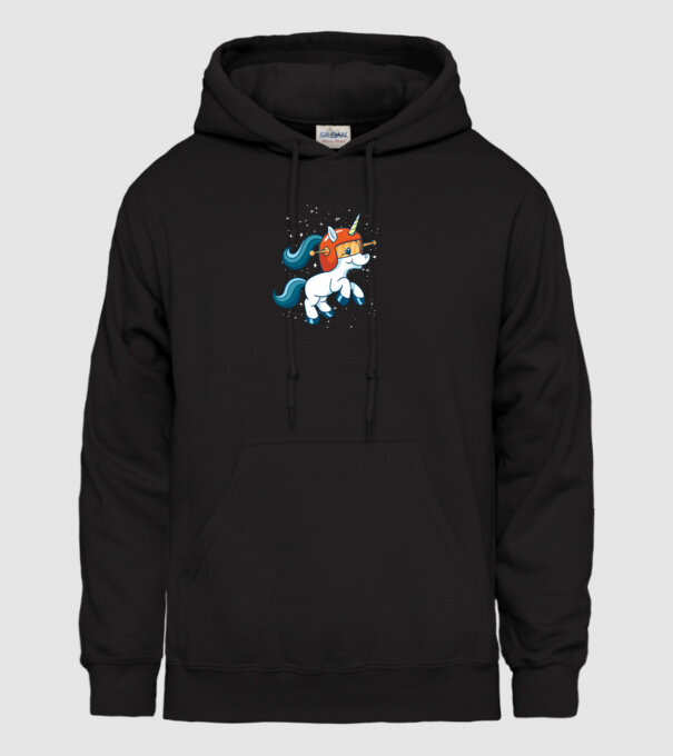 Unicorn Astronaut model negru pe tricou