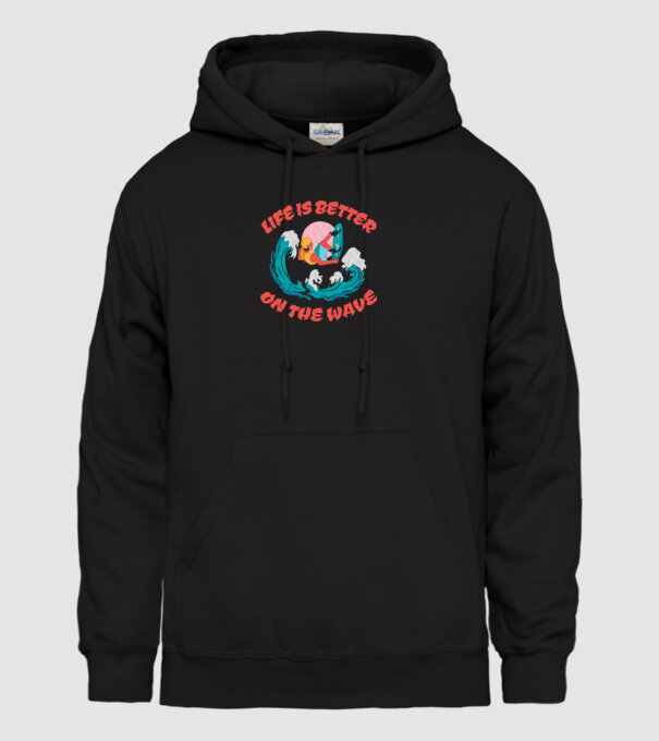 Wakeboard - Life is better on the wave model negru pe tricou