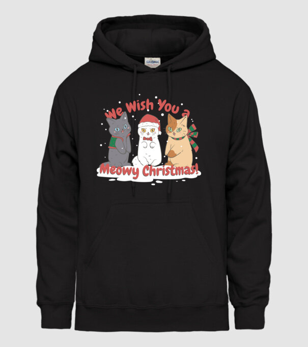 We wish You a Meowy Christmas model negru pe tricou