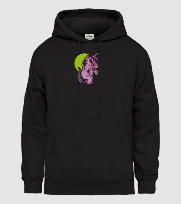 Zombie unicorn model negru pe tricou