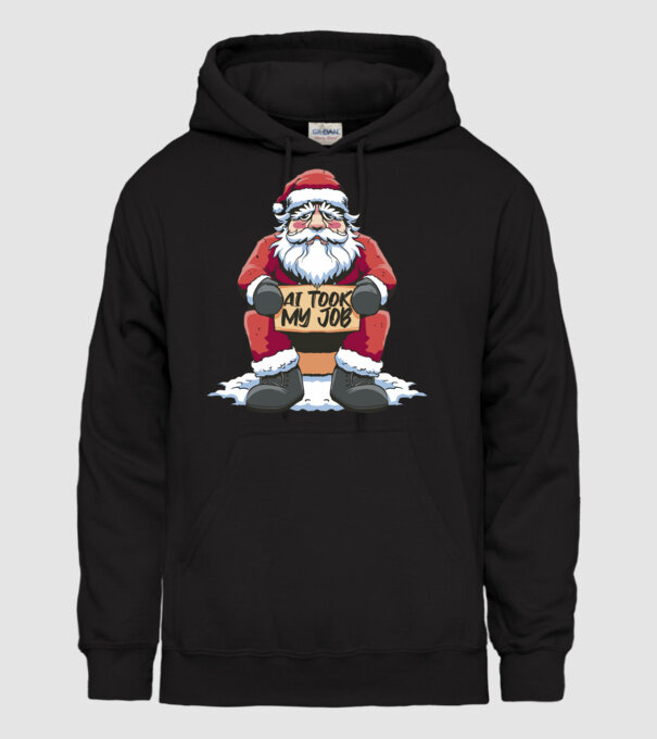AI took my job Santa model negru pe tricou
