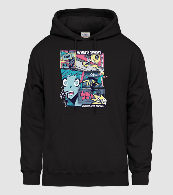 Anime Vaporwave Benzi desenate Skateboard model negru pe tricou