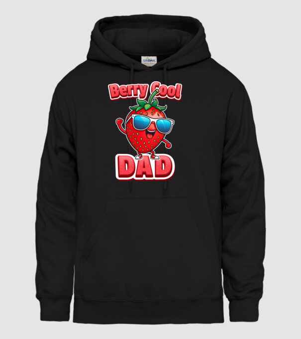 Berry Cool Dad Strawberry model negru pe tricou