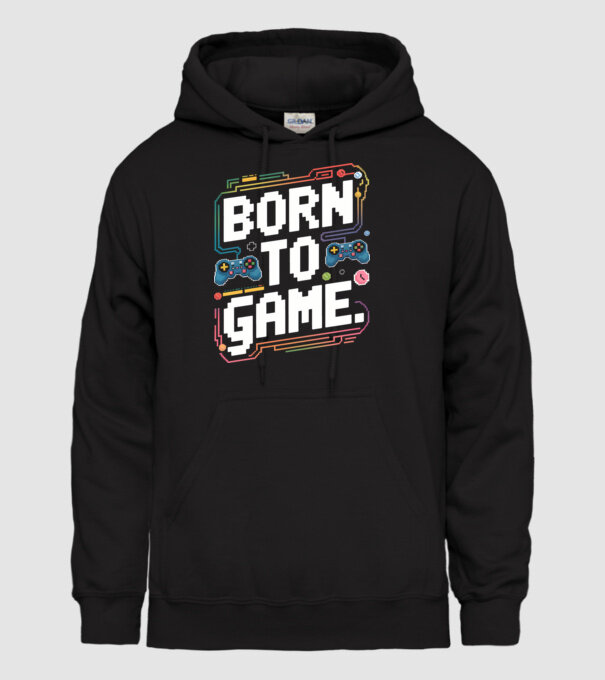 Born to Game Pixel Negru model negru pe tricou