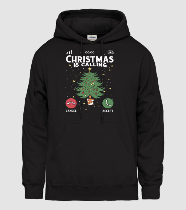 Christmas is calling model negru pe tricou