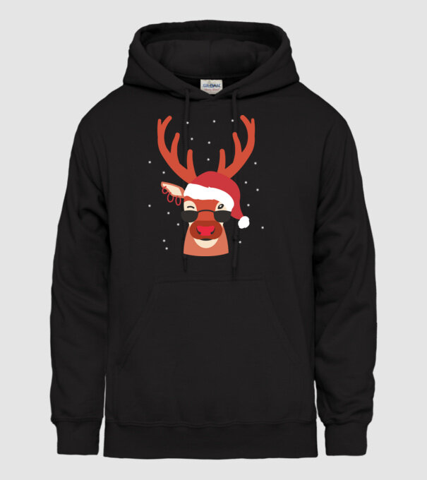 Cool Reindeer Rudolph model negru pe tricou