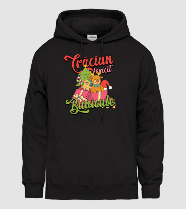 CRĂCIUN FERICIT BUNICULE model negru pe tricou