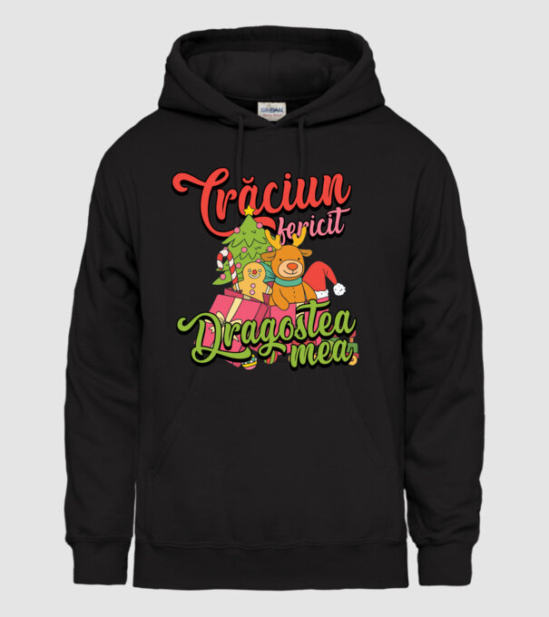 CRĂCIUN FERICIT DRAGOSTEA MEA model negru pe tricou