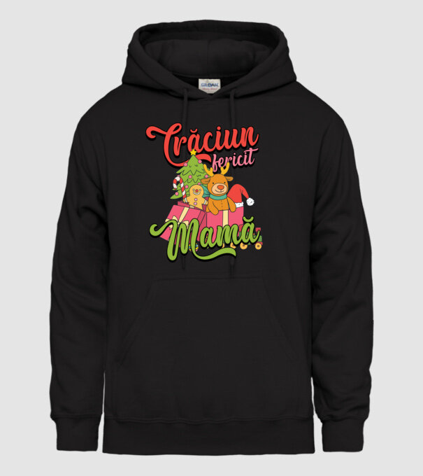 CRĂCIUN FERICIT MAMĂ model negru pe tricou