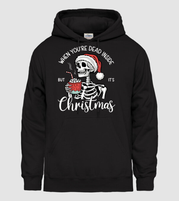 Dead inside, but it's christmas Negru model negru pe tricou