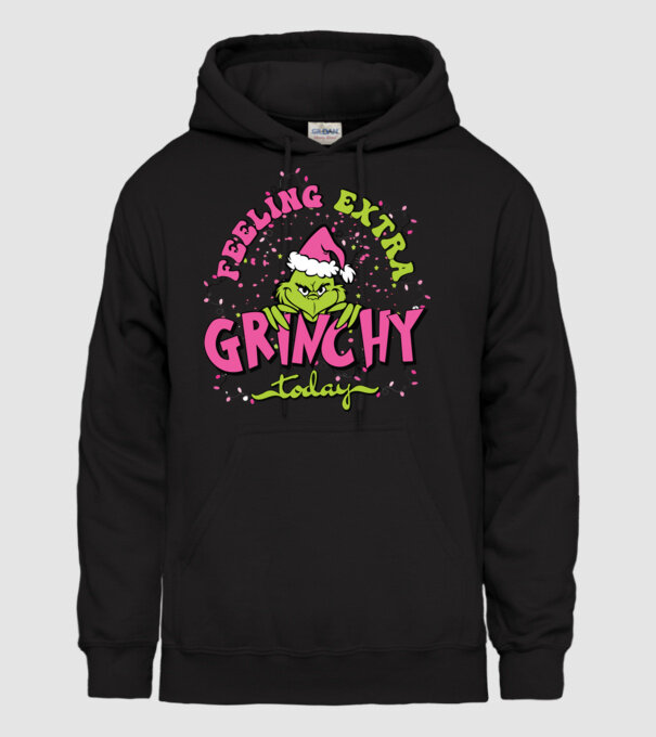 Feeling extra Grinchy today model negru pe tricou