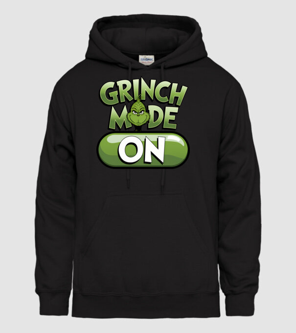Grinch mode ON model negru pe tricou