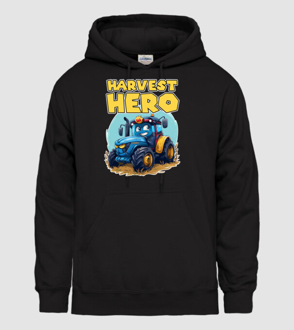 Harvest Hero Tractor model negru pe tricou