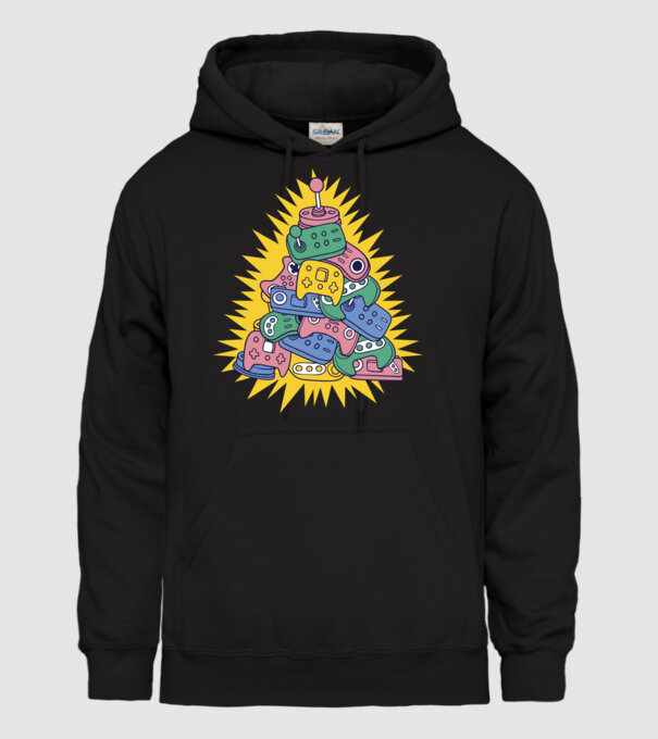 Joystick pom de Crăciun model negru pe tricou